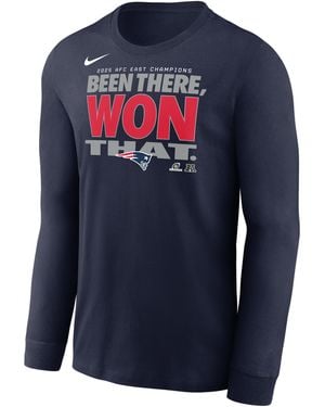 Nike New England Patriots 2025 Afc East Champions Trophy Collection Nfl Long-Sleeve T-Shirt - Blue