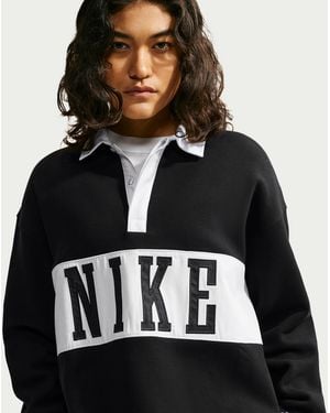 Nike Studio Fleece Medium Weight Oversized Rugby Sweatshirt - Black