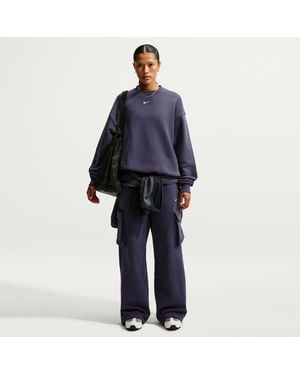 Nike Studio Fleece Medium Weight Oversized High-Rise Cargo Pants - Blue