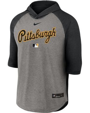 Nike Pittsburgh Pirates Authentic Collection Flux Dri-Fit Mlb 3/4-Sleeve Hooded T-Shirt - Gray