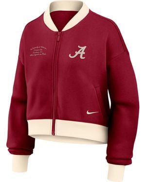 Nike Alabama Academic College Oversized Cropped Full-Zip Bomber Jacket - Red