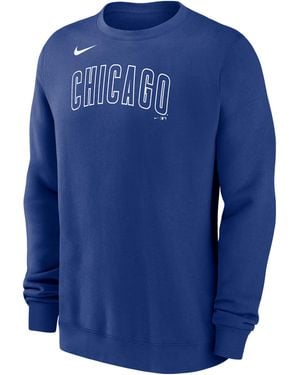 Nike Chicago Cubs Wordmark Mlb Pullover Crew - Blue