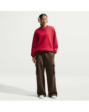 Nike Studio Fleece Medium Weight Oversized High-Rise Cargo Pants - Red