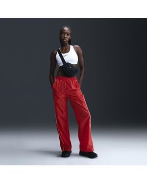 Nike Windrunner High-Waisted Woven Open-Hem Trousers - Red