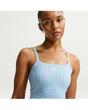Nike One Light-Support Padded Longline Sports Bra - Blue