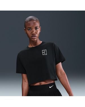 Nike Slam Dri-Fit Short-Sleeve Cropped Tennis T-Shirt - Black
