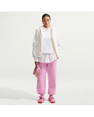 Nike Studio Fleece Lightweight Oversized High-Rise Cuffed Pants - Red
