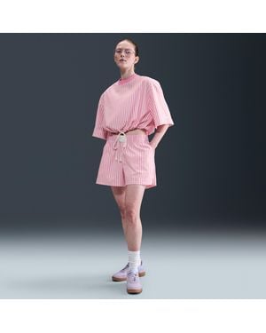 Nike Sportswear Chill Poplin Mid-Rise Loose Striped Shorts - Pink