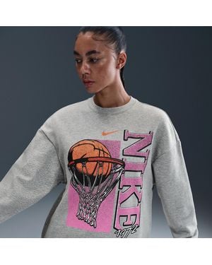 Nike Club Fleece Loose Crew - Gray
