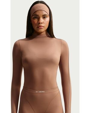 Nike Skims Weightless Mock-Neck Long-Sleeve Top - Brown