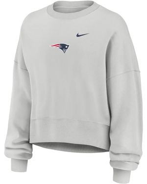 Nike New England Patriots Primetime Phoenix Nfl Oversized Pullover Crew - Gray