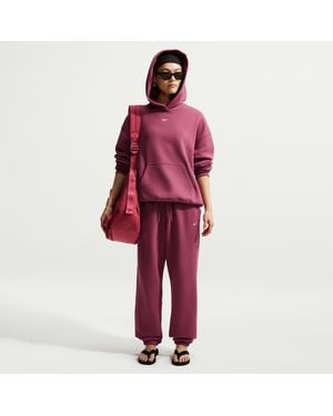 Nike Studio Fleece Weight High-Rise Oversized Cuffed Pants - Red