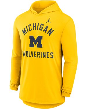 Nike Michigan Campus Arch Brand Dri-Fit College Long-Sleeve Hooded T-Shirt - Yellow