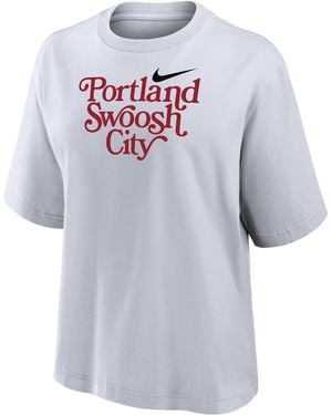 Nike Swoosh Cities Portland Short-Sleeve Boxy T-Shirt - Blue
