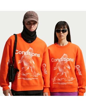 Nike Acg "Tuff Fleece" Therma-Fit Pullover Crew-Neck Sweatshirt - Orange