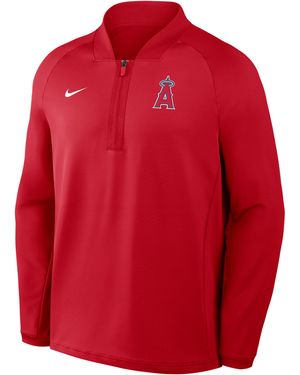 Nike Los Angeles Angels Authentic Collection Dri-Fit Mlb 1/2-Zip Long-Sleeve Top - Red