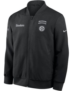 Nike Pittsburgh Steelers Salute To Service Sideline Nfl Full-Zip Bomber Jacket - Black