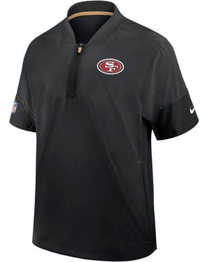 Nike San Francisco 49Ers Sideline Coach Nfl 1/2-Zip Short-Sleeve Hooded Jacket - Black