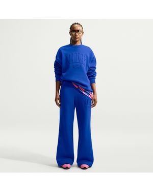 Nike Studio Fleece Medium Weight Mid-Rise Wide-Leg Pants - Blue