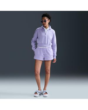 Nike Sportswear Phoenix Fleece High-Waisted Loose Graphic Shorts - Blue