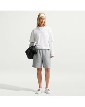 Nike Studio Fleece Medium Weight Oversized High-Rise Shorts - Gray