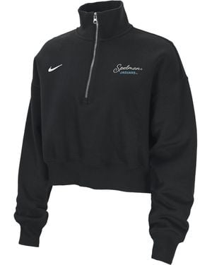 Nike College Phoenix Fleece (Spelman College) Cropped 1/4-Zip Pullover - Black