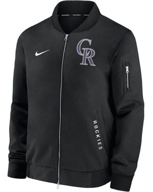 Nike New York Mets Authentic Collection Dugout Mlb Full-Zip Bomber Jacket - Black