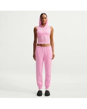 Nike Studio Fleece Medium Weight Mid-Rise Jogger Pants - Pink