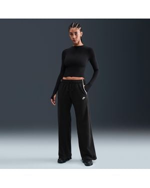 Nike Sportswear Club Fleece Mid-Rise Wide-Leg Cozy Pants - Black