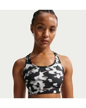 Nike Swoosh Medium-Support Padded Printed Sports Bra - Green