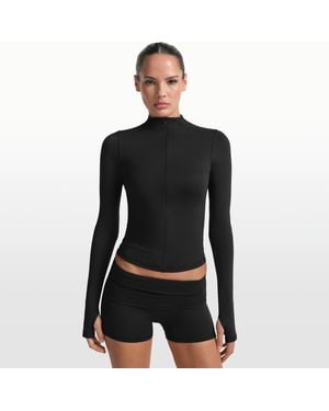 Nike Skims Matte 1/2-Zip Mock-Neck Long-Sleeve Top - Black