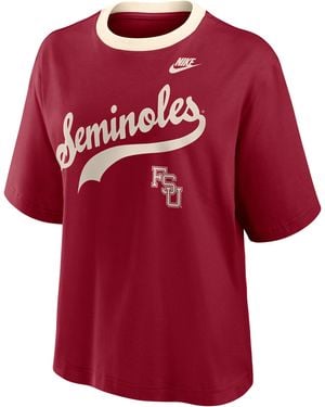 Nike Florida State Legacy Fight Song Boxy College T-Shirt - Red