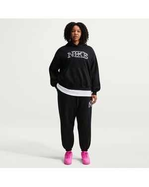 Nike Studio Fleece Medium Weight Oversized Cuffed Logo Pants - Black