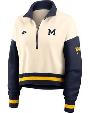 Nike Michigan Legacy College Cropped Oversized 1/4-Zip Crew - Blue