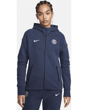 Nike Felpa Da Calcio Con Cappuccio E Zip A Tutta Lunghezza Paris Saint-Germain Tech Fleece Windrunner – Donna - Blu
