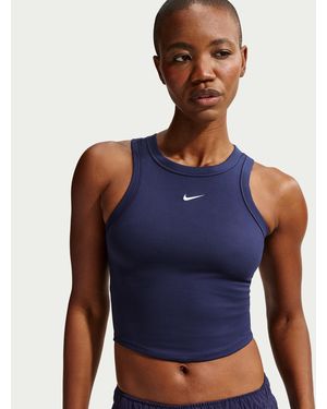 Nike One Fitted Dri-Fit Cropped Tank Top - Blue