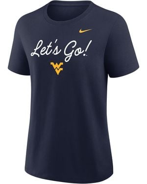 Nike West Virginia Script Mantra Logo College T-Shirt - Blue