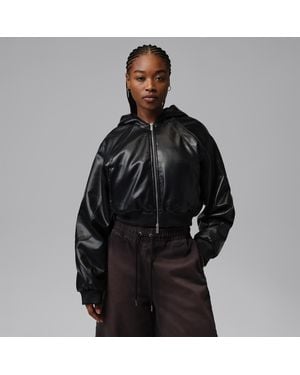 Nike Flight Faux Leather Jacket - Brown