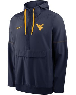 Nike West Virginia Sideline Anorak College 1/2-Zip Hooded Jacket - Blue