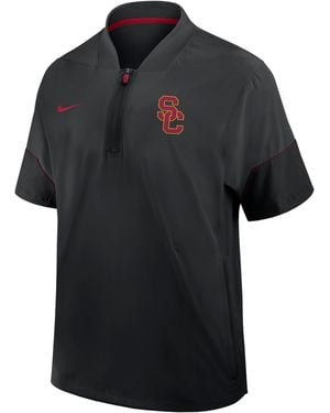 Nike Usc Sideline Coach College 1/2-Zip Short-Sleeve Hooded Jacket - Black