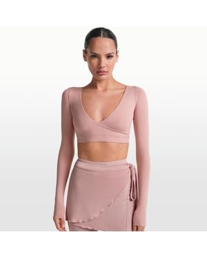 Nike Skims Matte Long-Sleeve Wrap Top - Pink