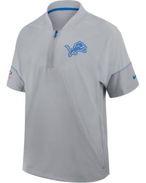 Nike Detroit Lions Sideline Coach Nfl 1/2-Zip Short-Sleeve Hooded Jacket - Blue