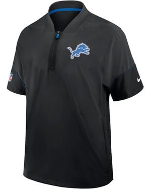 Nike Detroit Lions Sideline Coach Nfl 1/2-Zip Short-Sleeve Hooded Jacket - Black