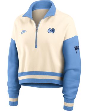 Nike North Carolina Legacy College Cropped Oversized 1/4-Zip Crew - Blue