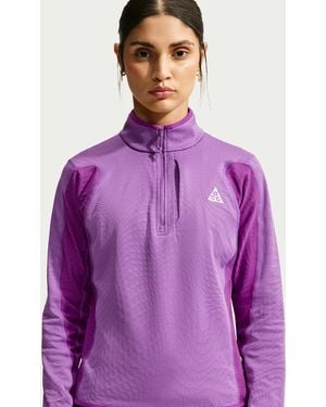 Nike Acg "Wolf Grid" Therma-Fit 1/2-Zip Hiking Top - Purple