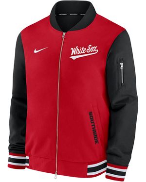 Nike Chicago Sox Authentic Collection City Connect Mlb Full-Zip Bomber Jacket - Red