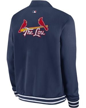 Nike St. Louis Cardinals Authentic Collection City Connect Mlb Full-Zip Bomber Jacket - Blue