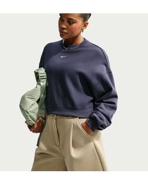 Nike Studio Fleece Medium Weight Oversized Cropped Crew - Blue