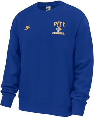 Nike Pittsburgh Panthers Club Football Fleece Crew-Neck Sweatshirt - Blue