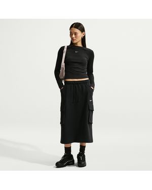 Nike Sportswear Phoenix Fleece Cargo Midi Skirt - Black